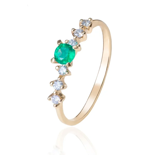 Anillo 6 Ilusiones Esmeralda Diamante